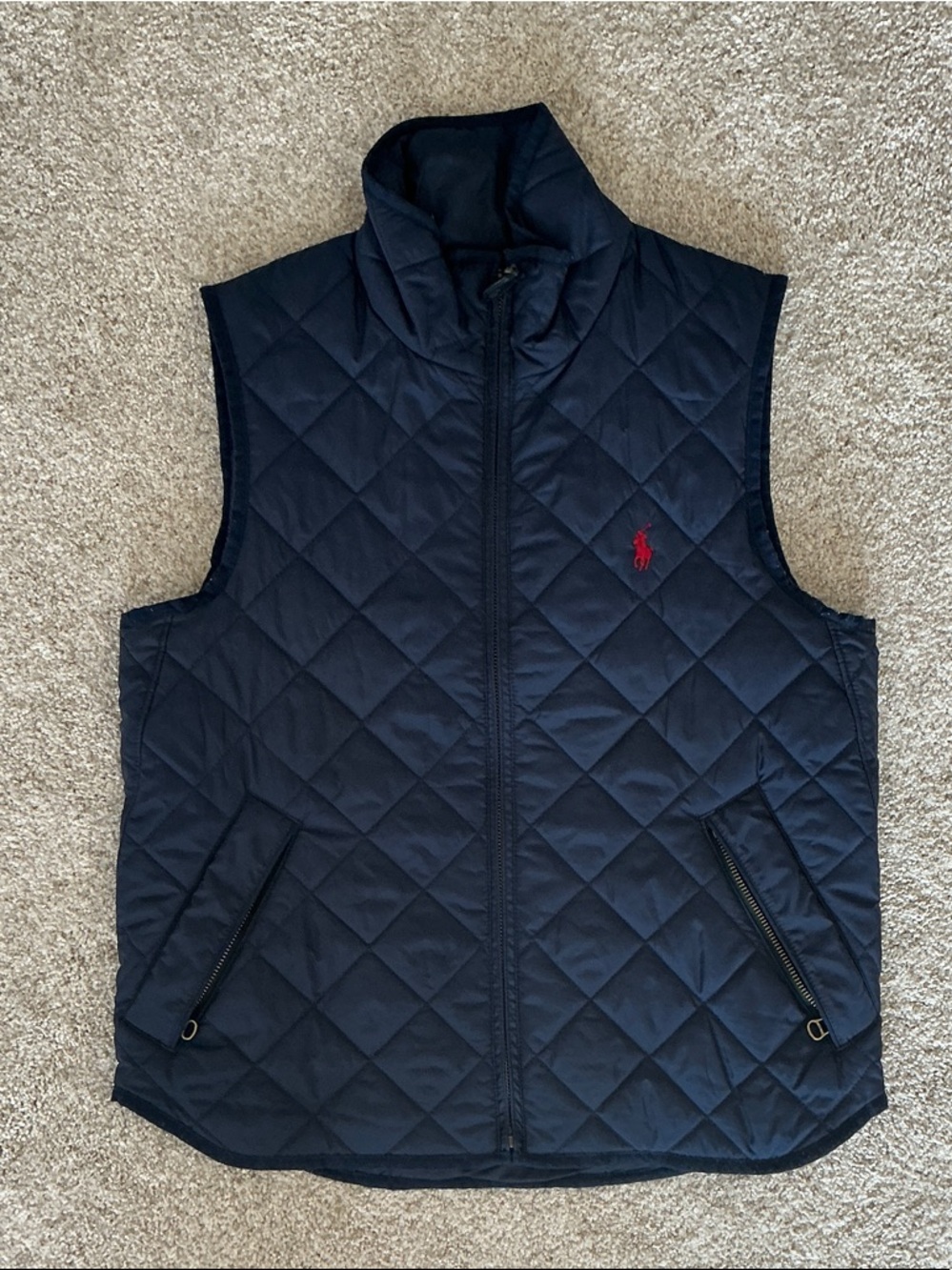 Polo by Ralph Lauren Navy Quilted Vest with Red Pony Logo